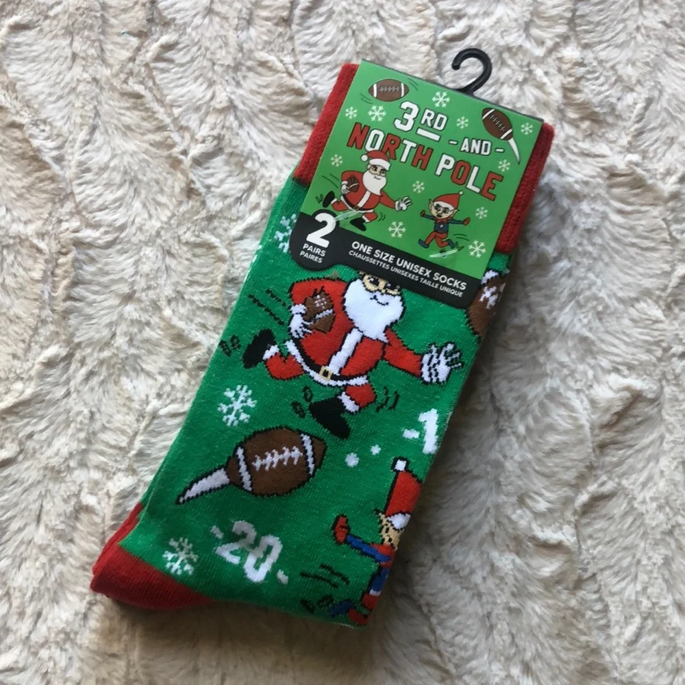 Festive Santa Football Christmas Socks